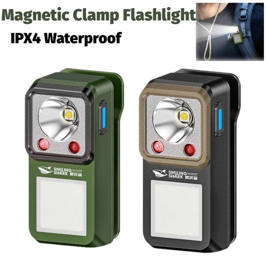 LED Magnetic Clip-On Flashlight Rechargeable Camping Work Light