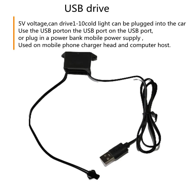 LED Car Interior Neon Strip Light USB Ambient Atmosphere Light